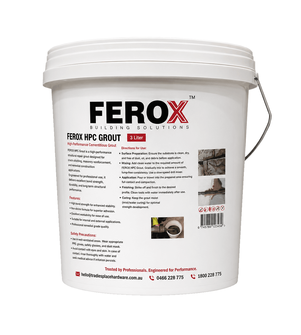 FEROX HPC Grout 3L | Structural Repair & Crack Stitching Grout Australia